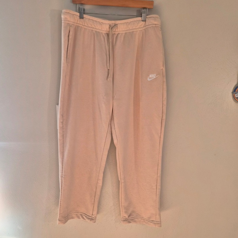 Nike Sportswear Phoenix Fleece Pants Sand Drift Beige Womens XL Cropped Casual